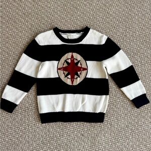 Navy and White Striped Kids Sweater with Nautical Design
